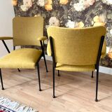 Duo of bridge armchairs, restored,