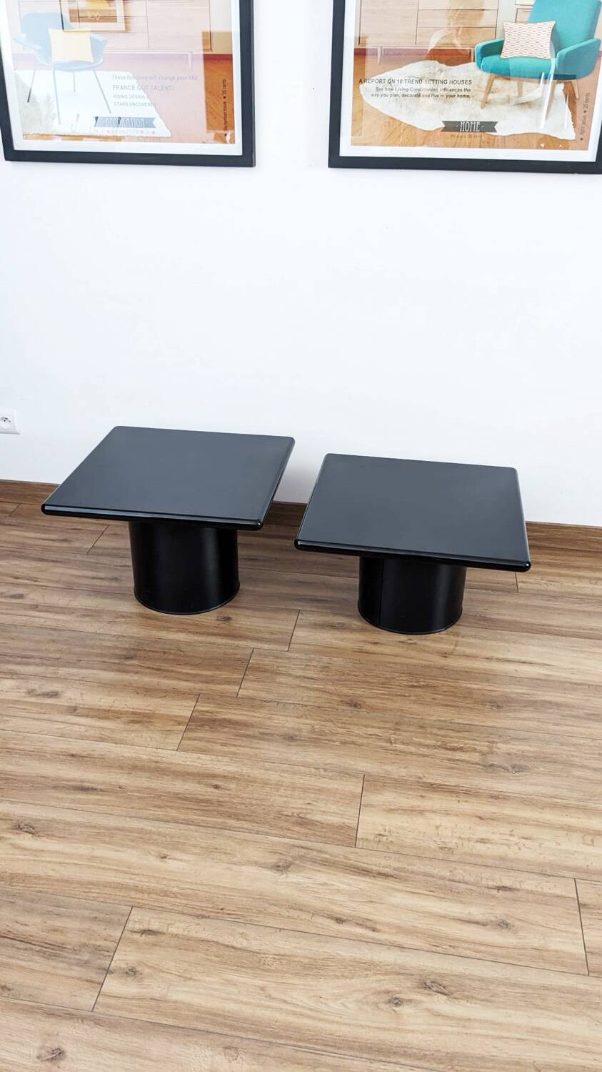 Lot de 2 tables basses gigognes Cidue, années 70