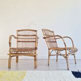 Pair of antique rattan armchairs