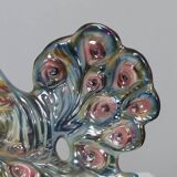 Italian Ceramic Sculpture with two Peacocks, 1960s hand-painted