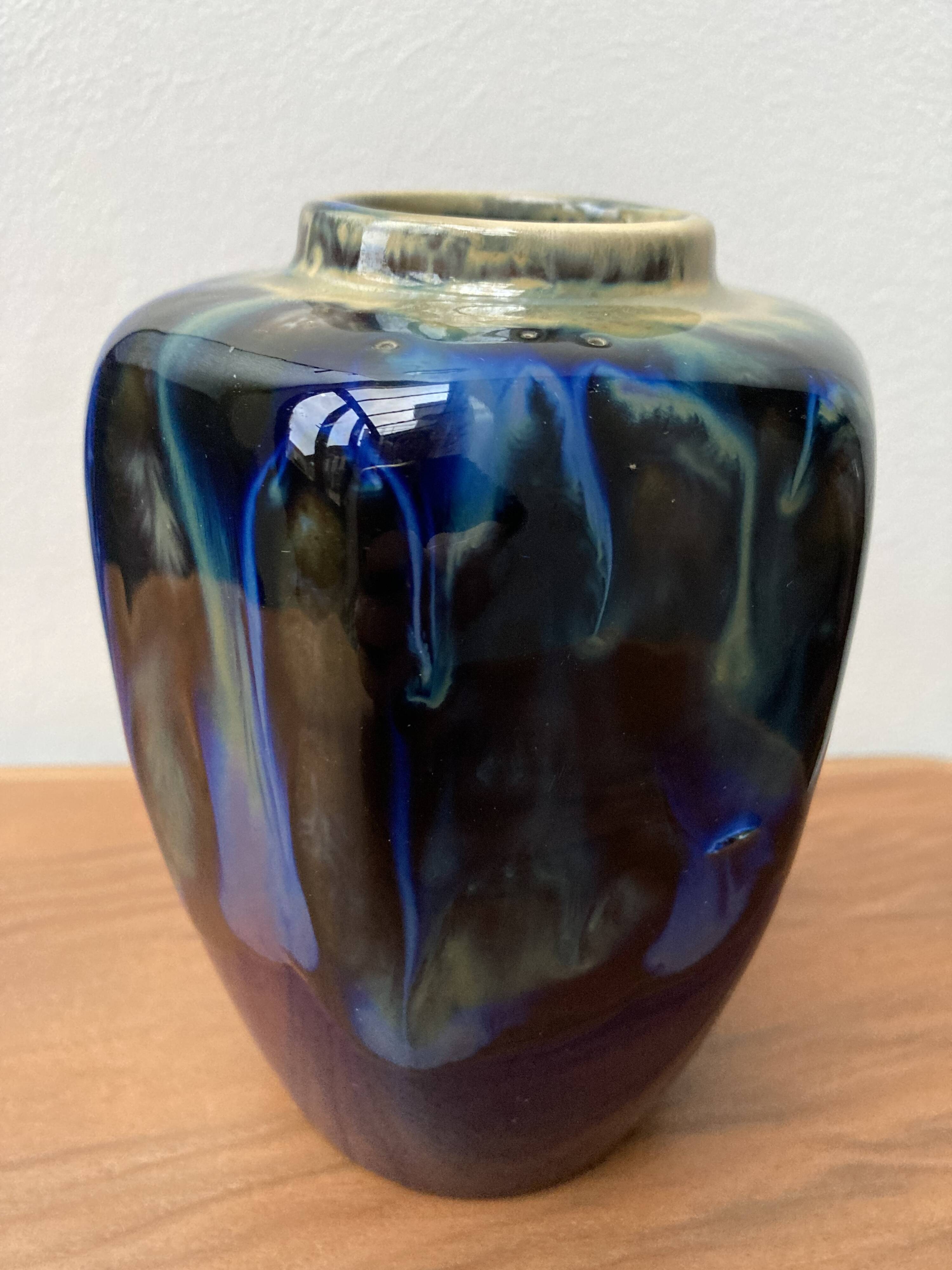 Art Deco vase flamed stoneware blue camaieu