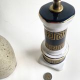 Earthenware lamp, new 2M fabric cable, cotton lampshade
