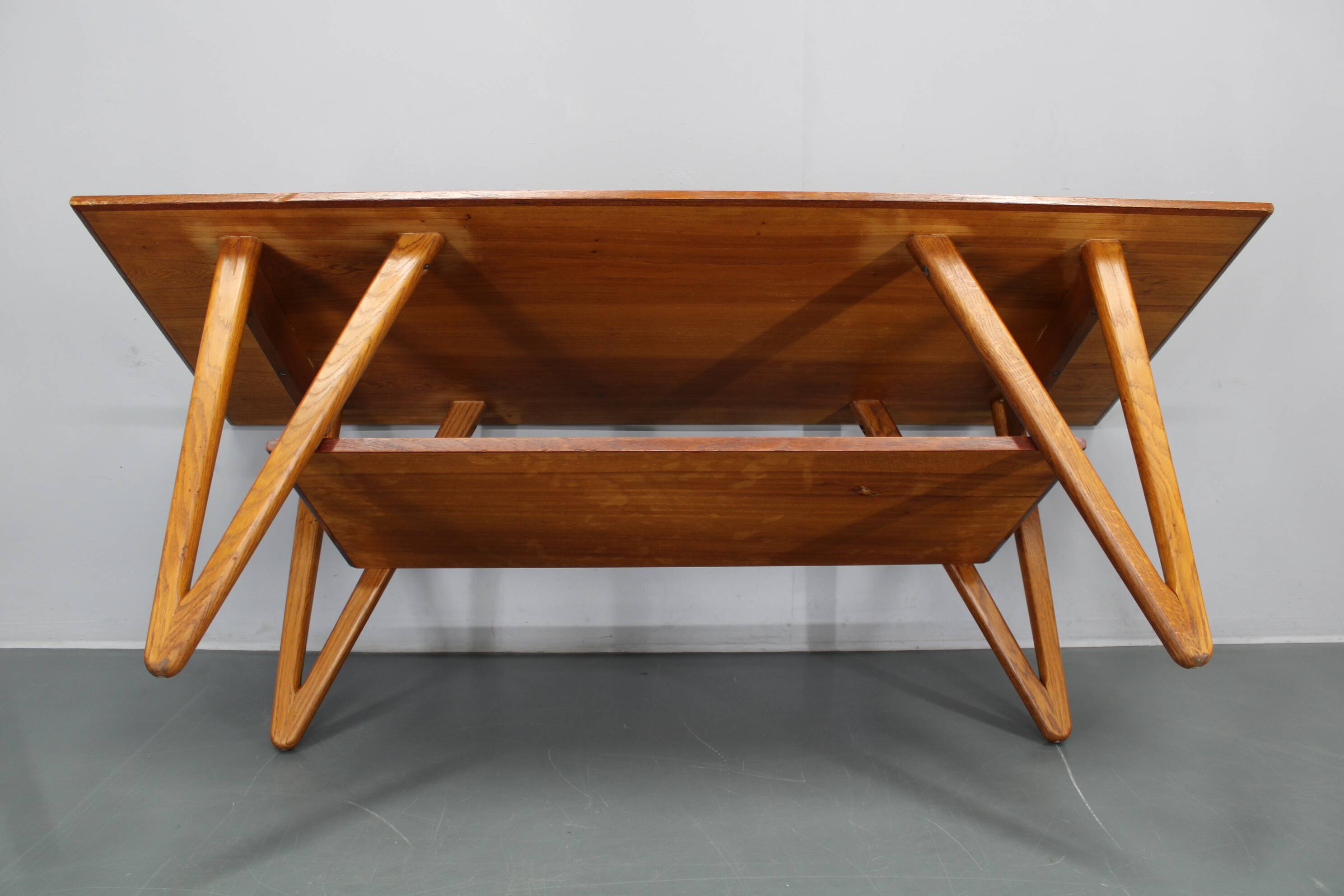 1960s Danish Coffee Table in Teak and Oak, Restored Scandinavian Modern Des