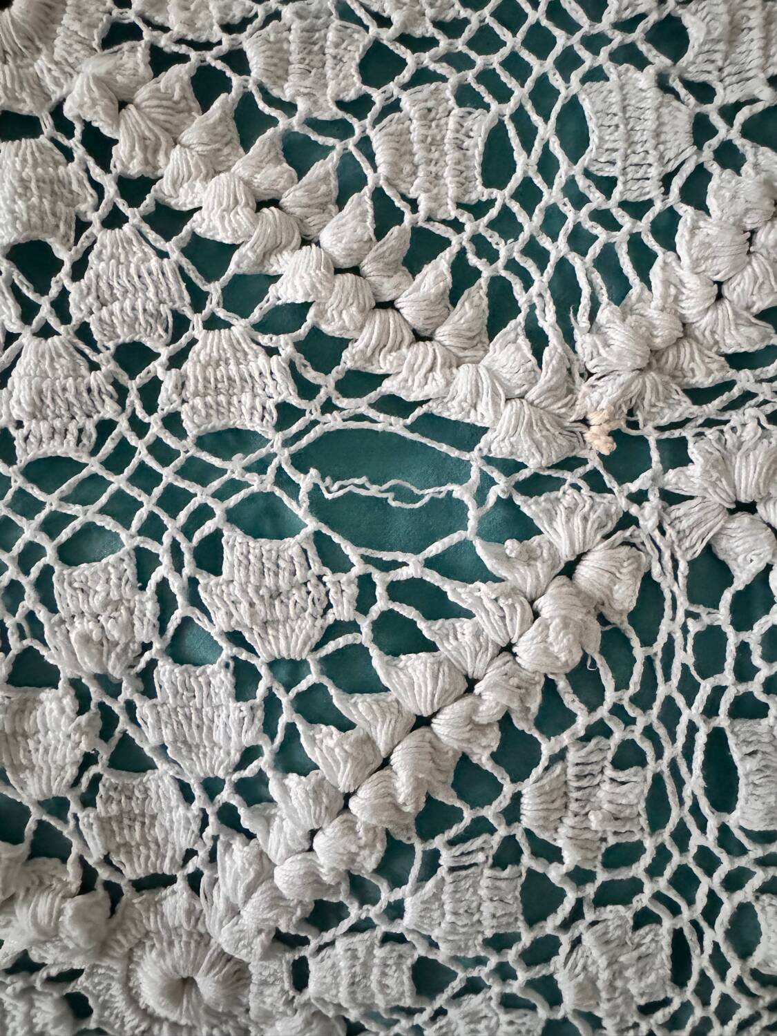 Large vintage handmade crochet bedspread