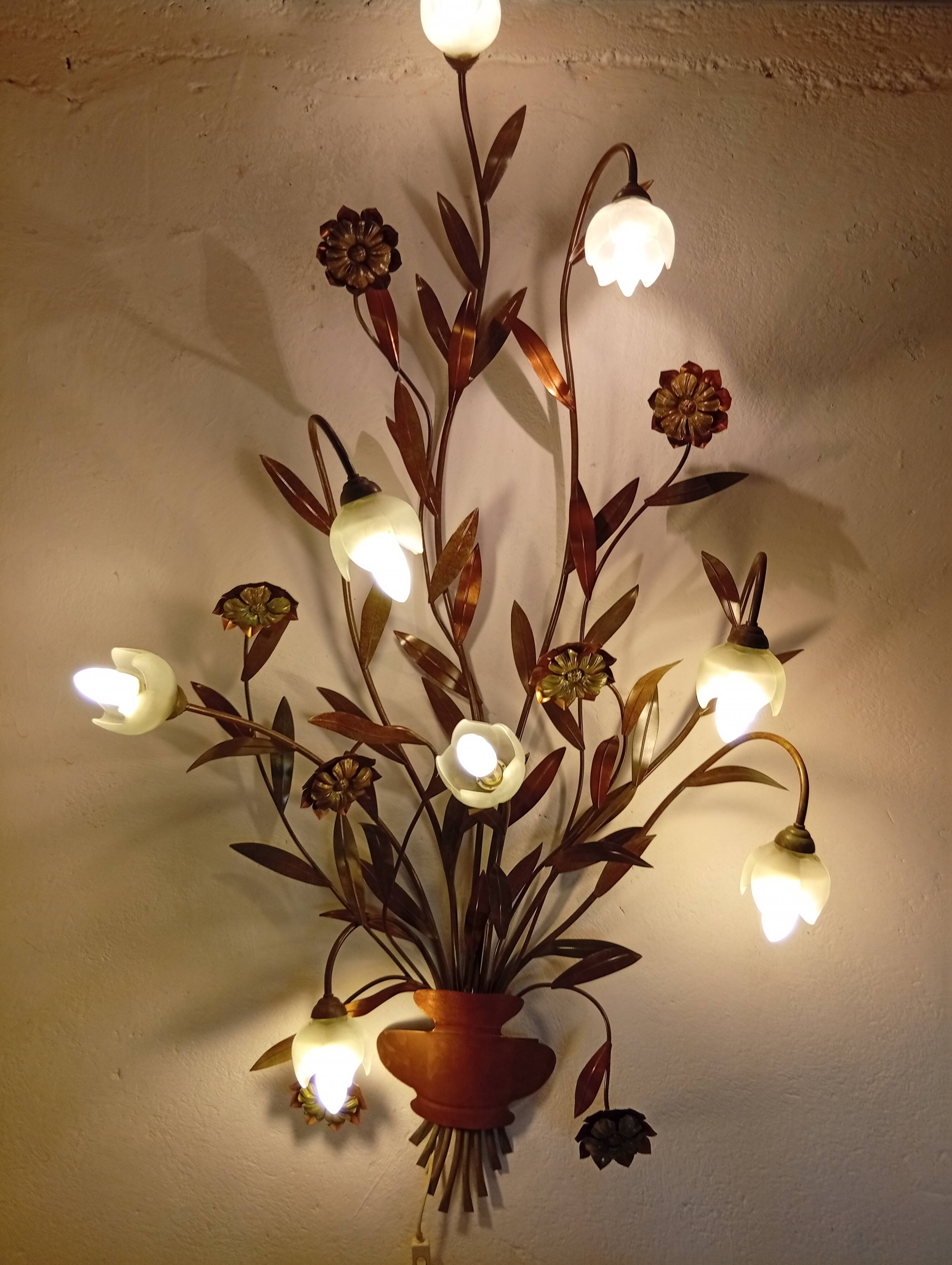 Monumental copper Florentine chandelier from the 1980s.