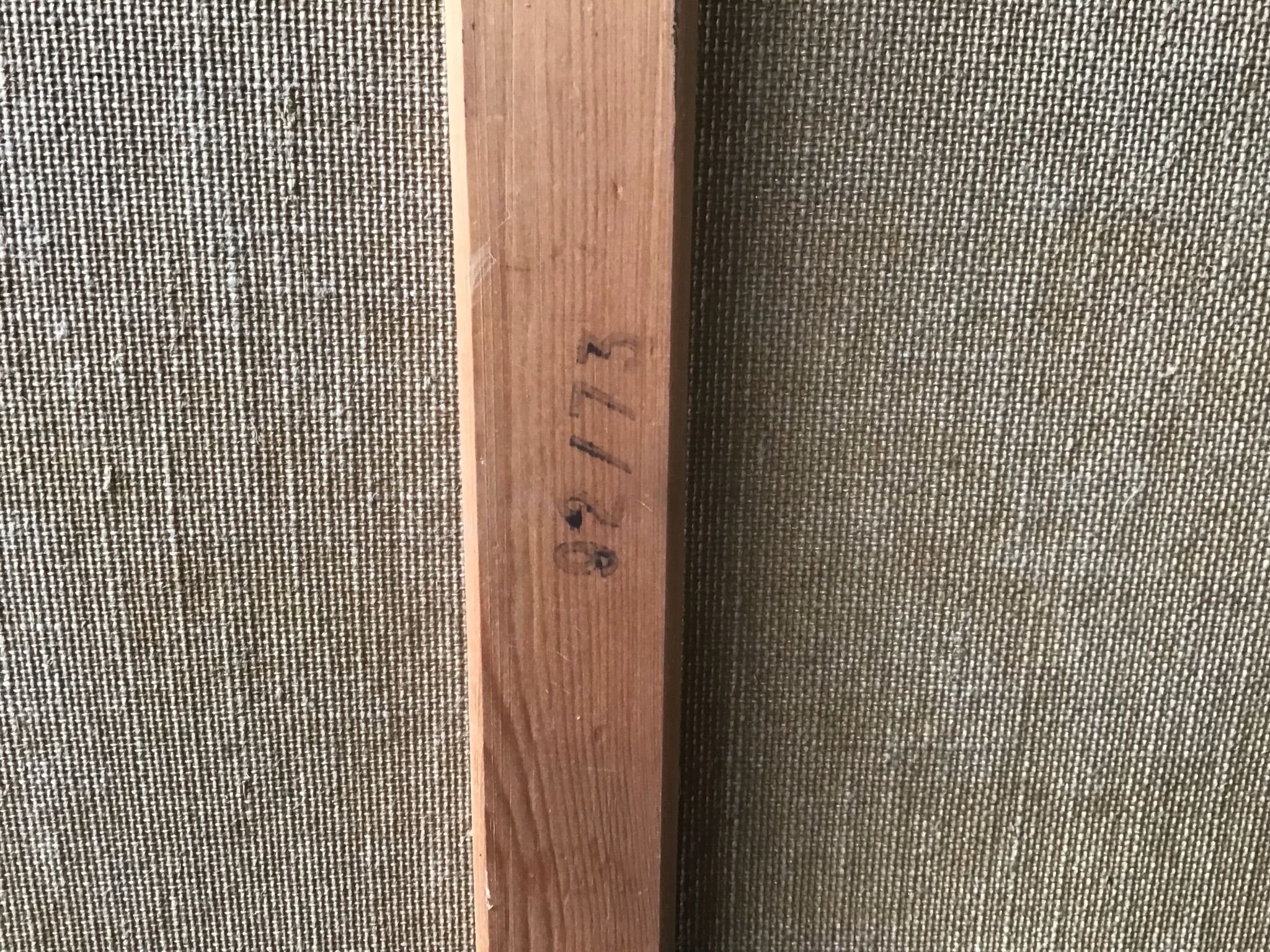 Landscape with excavator, oil on tawny canvas