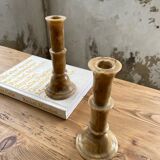 Set 2 old onyx candlesticks