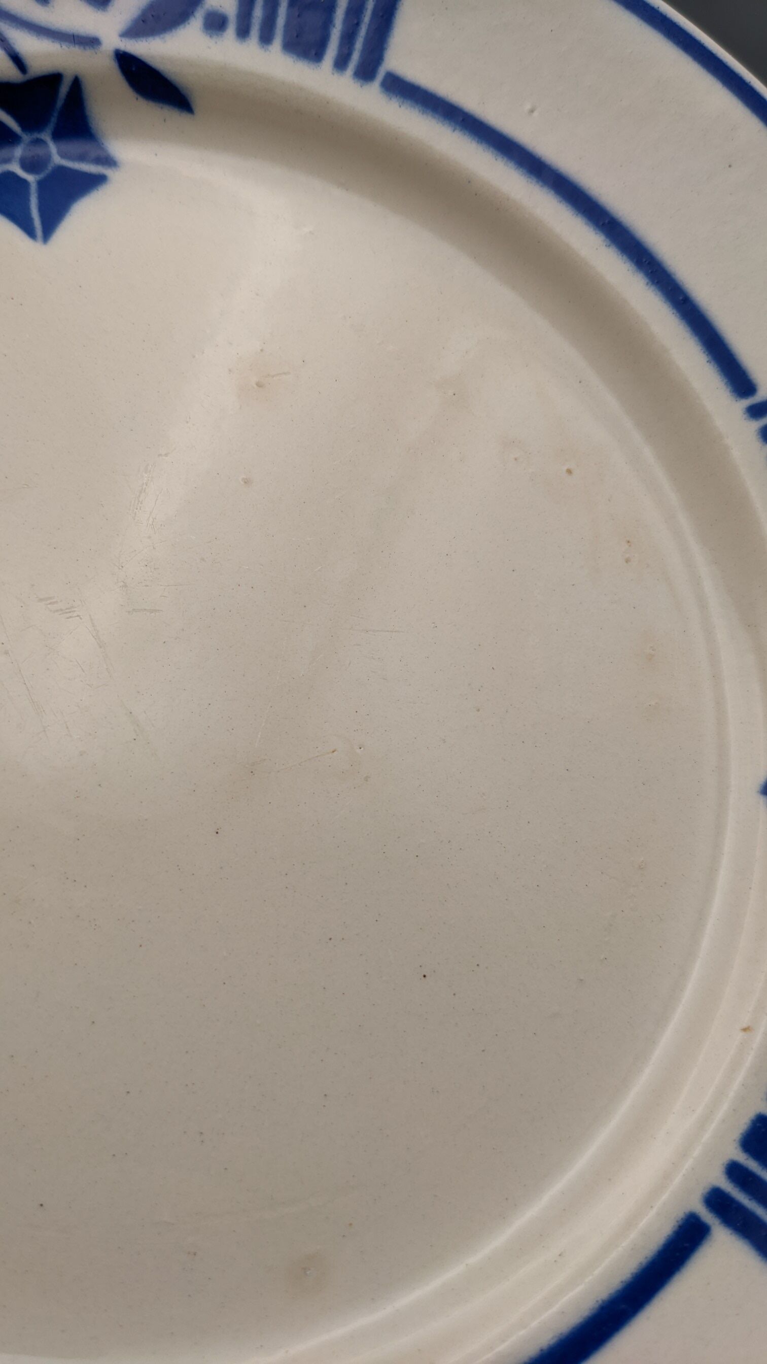 Series of 6 vintage plates demi-porcelaine badonviller art deco blue flowers