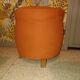 Pouf art deco in suede fabric color orange wooden legs