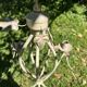 Country-style patinated metal chandelier – 5 arms – decorative foliage