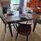 Square art deco dining table in solid wood
