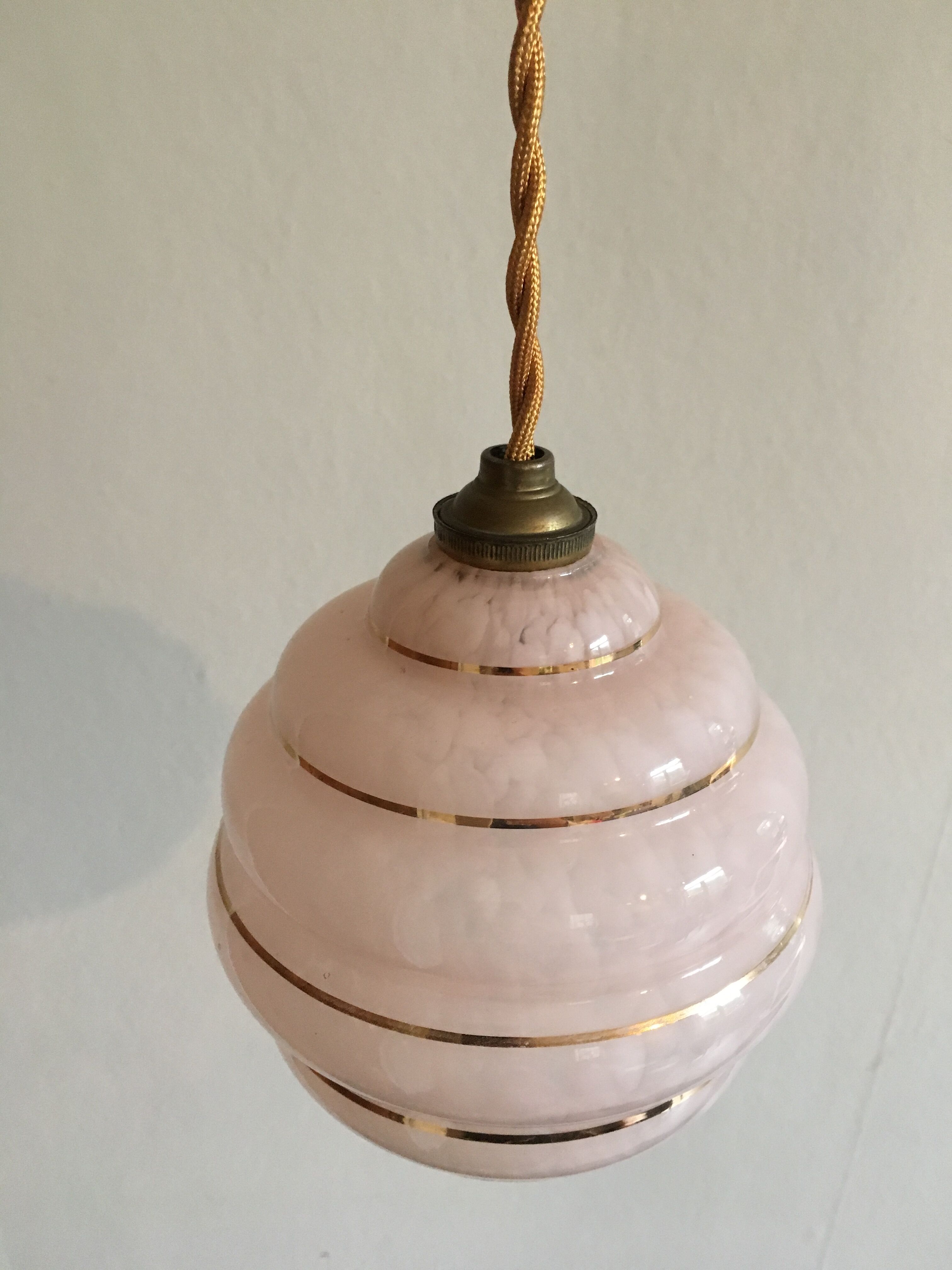 Pink Clichy glass globe hanging lamp