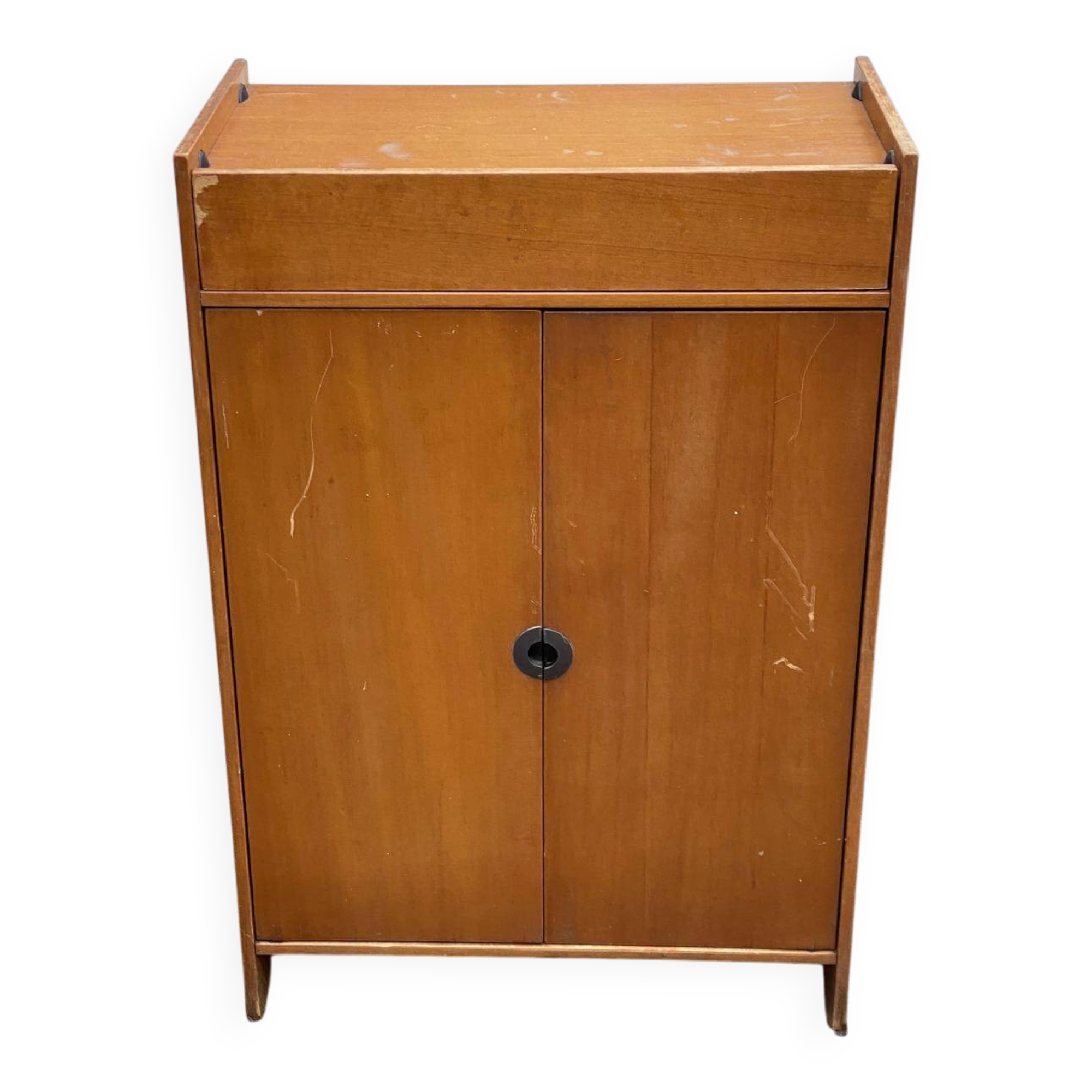1960s Scandinavian wooden shoe storage cabinet dresser