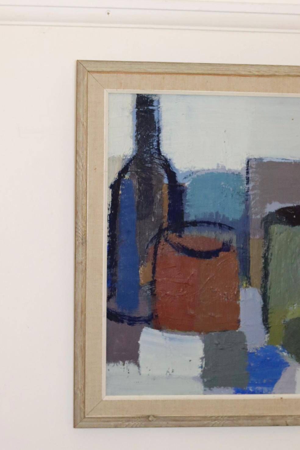 Mid-century original swedish oil on canvas "still life" by gösta falck