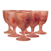 Verres à vin roses givrés peints à la main, lot de 6