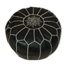 Moroccan pouf in black leather