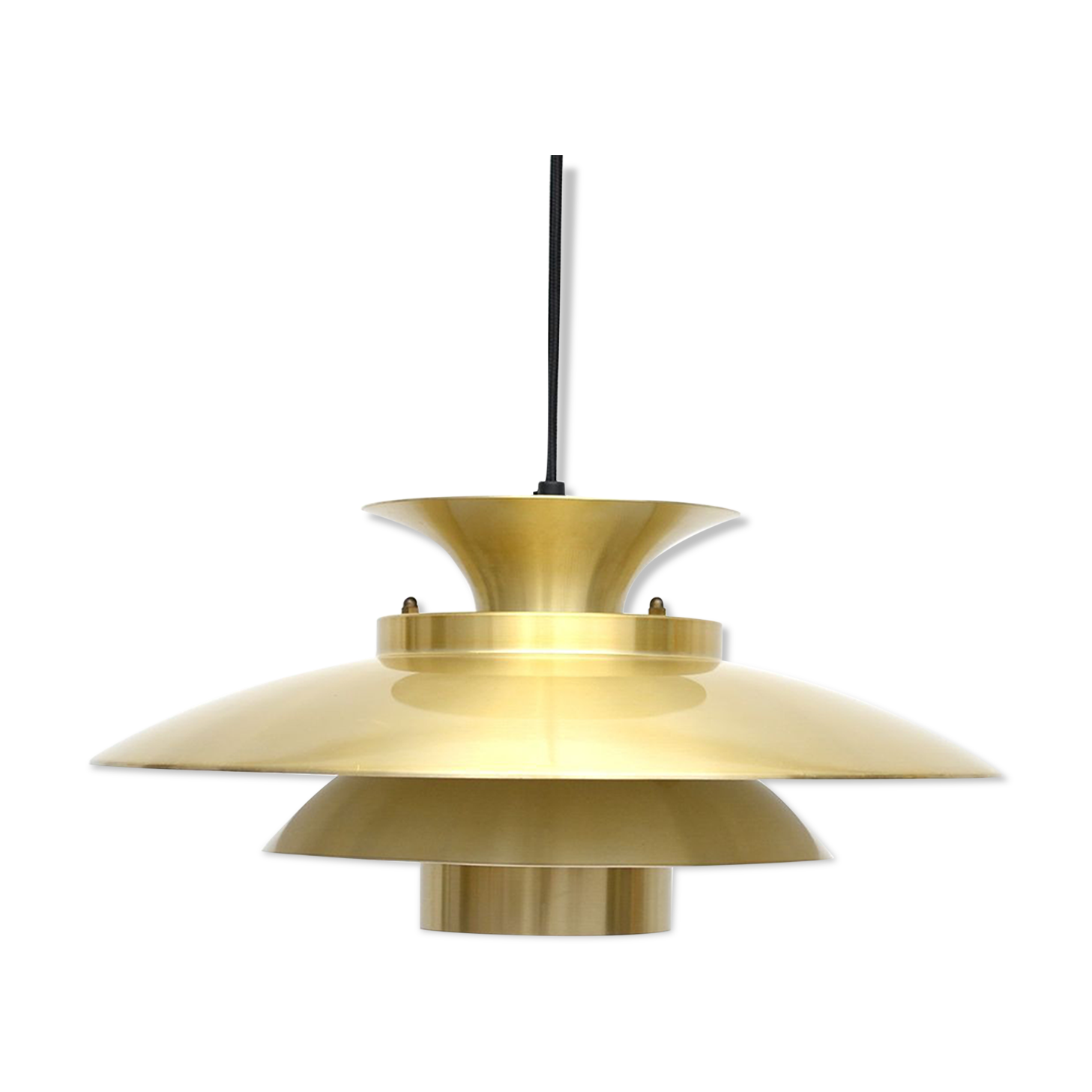 Vintage pendant lamp in golden brass, danish 1970s