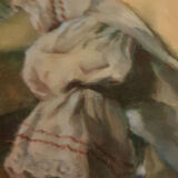 Oil painting young girl with twig