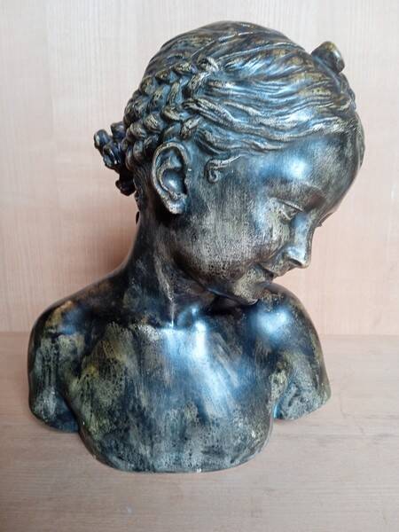 JBPigalle bust La Rieuse plaster signed