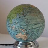 Globe terrestre lumineux verre 1950