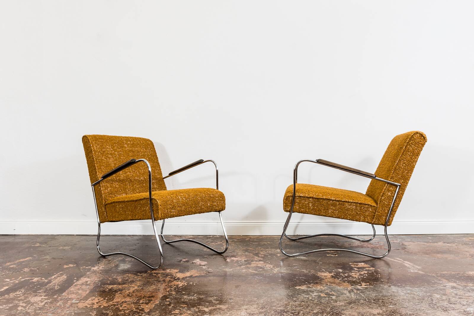 Pair Of Mid Century Orange Armchairs From Fabryka Mebli Wschód Zadziele, 1950s