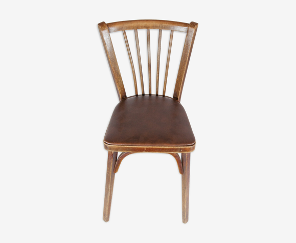 Vintage chair, Baumann chair, brown skai | Selency
