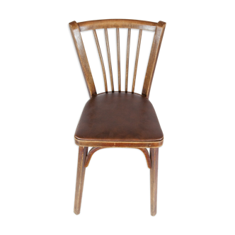 Vintage chair, Baumann chair, brown skai