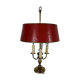 Brass bouillotte lamp with red lampshade, Louis XVI – XXth style