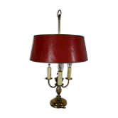Brass bouillotte lamp with red lampshade, Louis XVI – XXth style