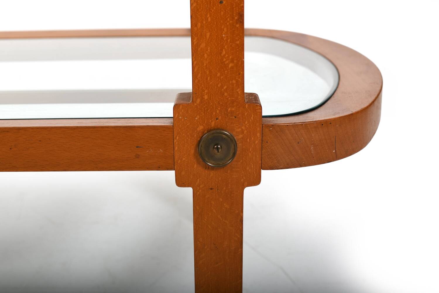 Oval Art Deco Sofa Table with Brass Dekor Denmark 1930s