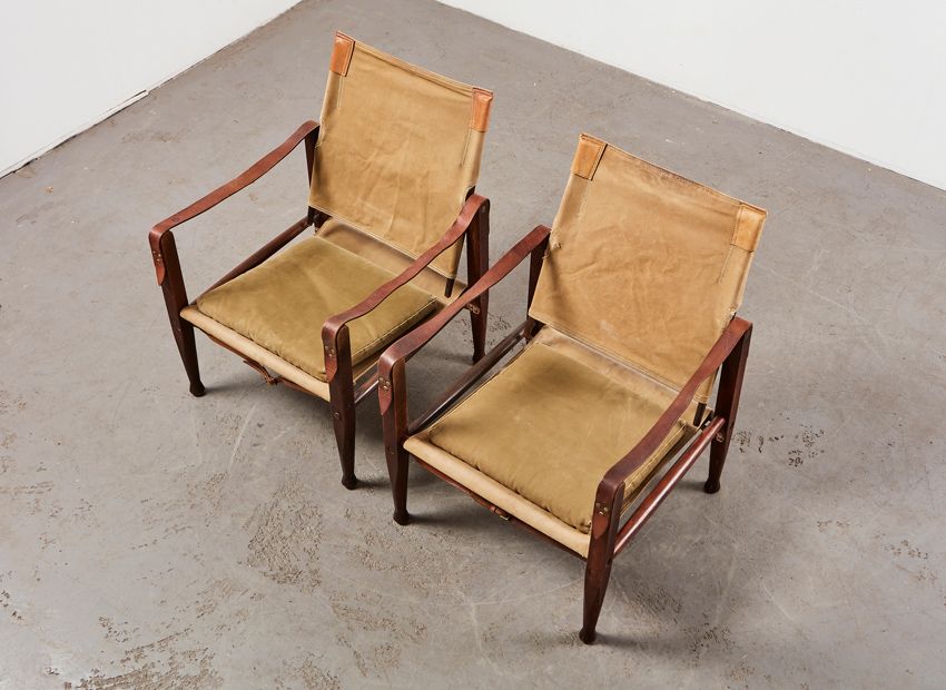 Kaare Klint Pair of Safari Chairs for Rud Rasmussen Denmark 1960s