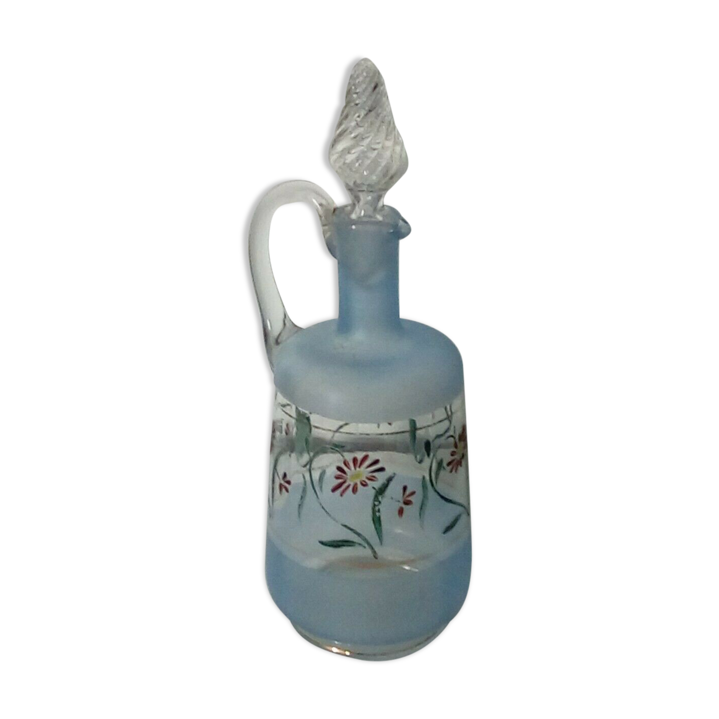 Carafe in painted ewer glass and lightly enamell the end 19 eme