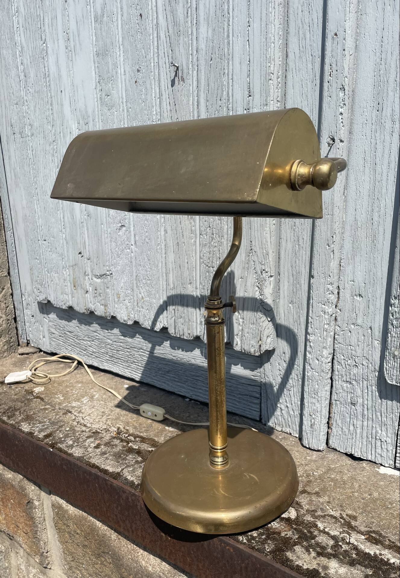 Portuguese Brass Bankers Table Lamp