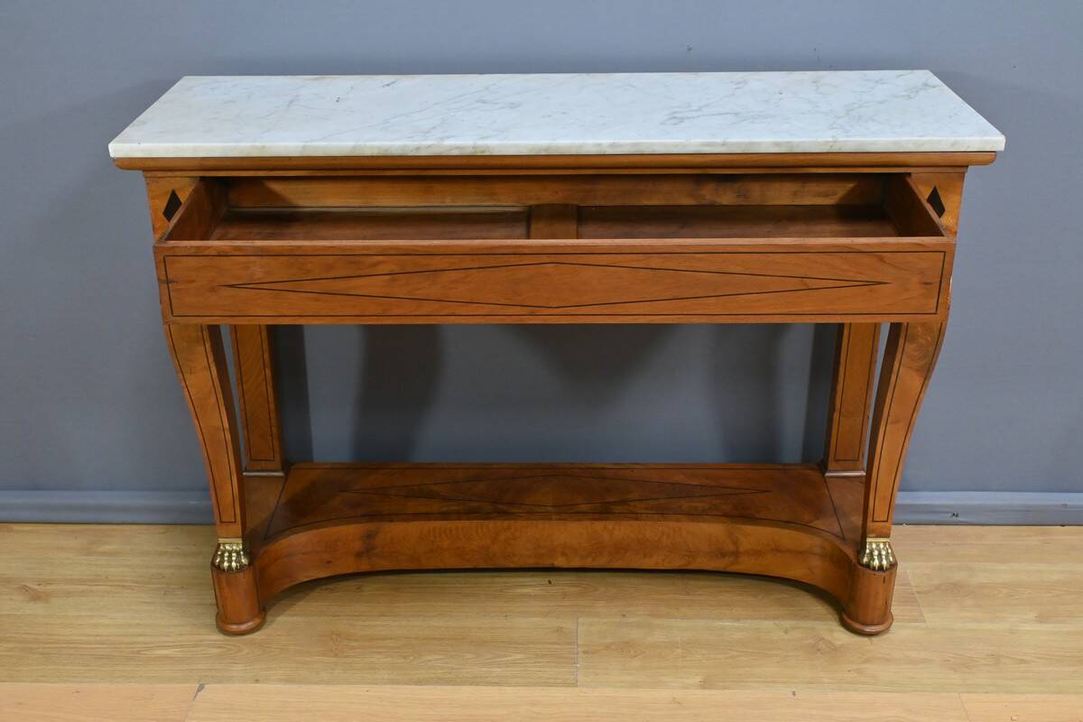 Walnut Burl Console, Restoration Period – Early 19th Century