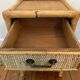 Antique rattan bedside table with vintage drawer