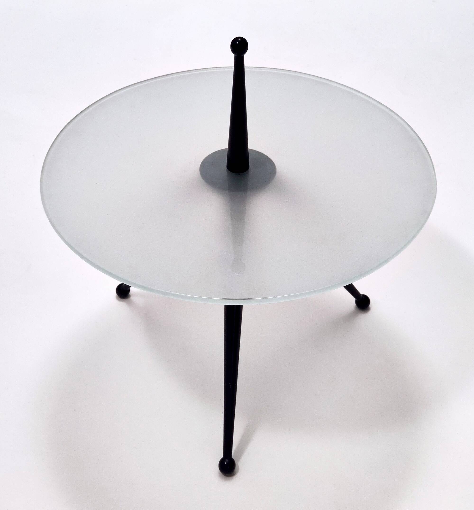 Tripod Beech and Glass Side Table in the Style of Cesare Lacca, Italy, 1980s