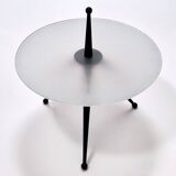 Table d'appoint tripode en hêtre et verre dans le style de Cesare Lacca, Italie, années 1980