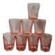 Lot de 8 verres roses en verre moulé vintage