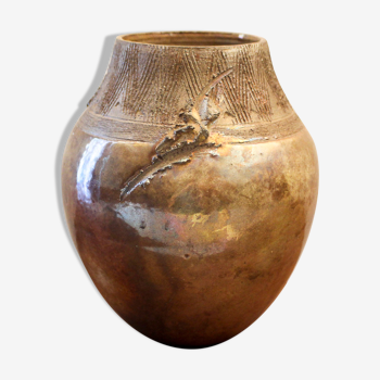 Vase by Brigitte Moron ceramic enamelled and incised