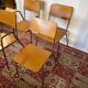 Set of 2 vintage school chairs and 2 armchairs.