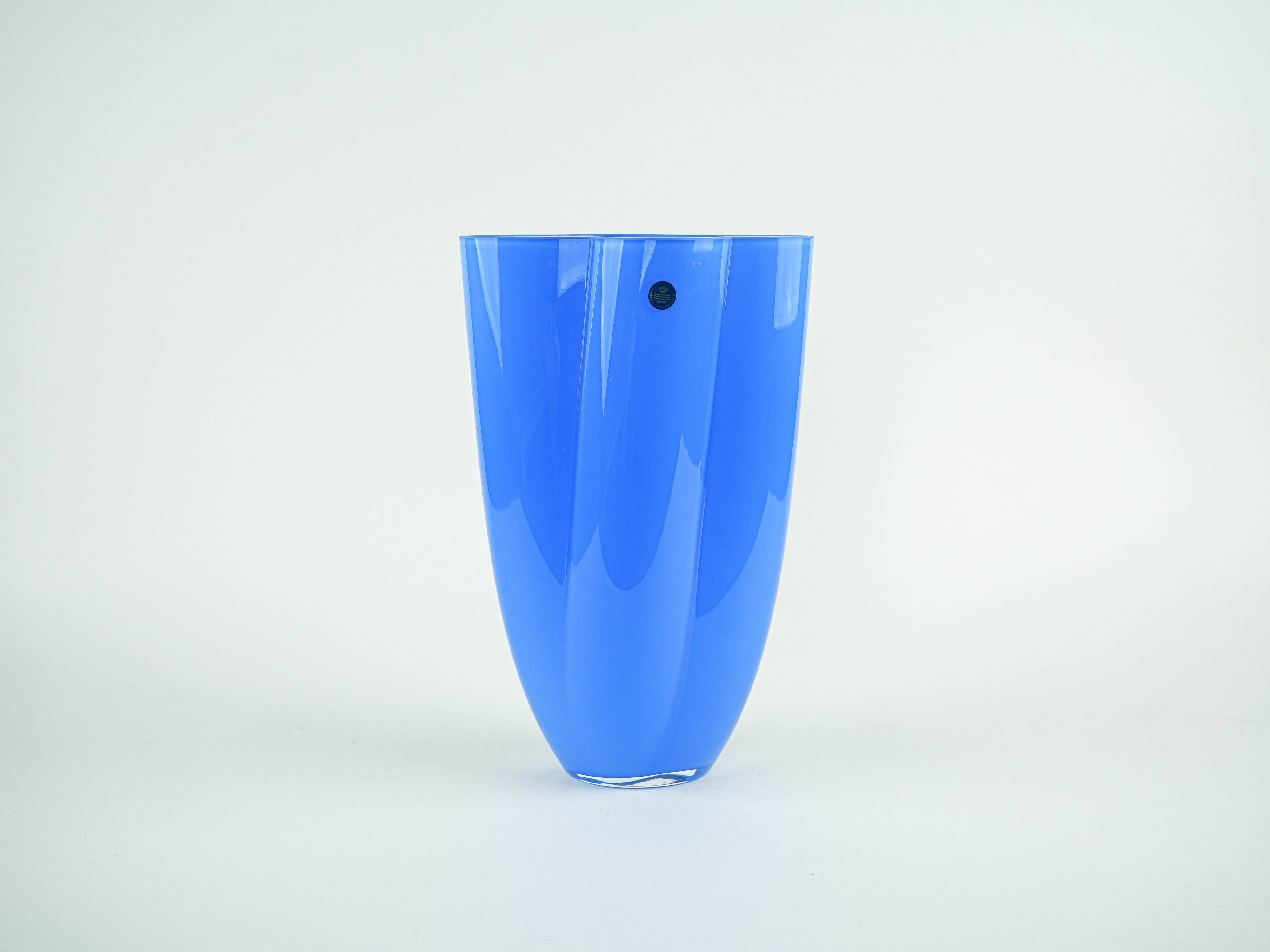 Blue vase, Danish design, 1980s, manufactured by Royal Copenhagen