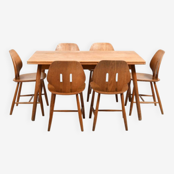 Fdb møbler dining room set consisting of 6 chairs by ejvind a.