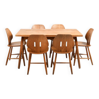 Fdb møbler dining room set consisting of 6 chairs by ejvind a.