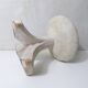 antique small tripod bench/stool in solid carved brutalist wood