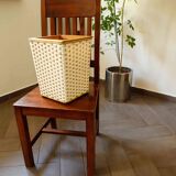 Retro plastic wicker basket with wooden frame