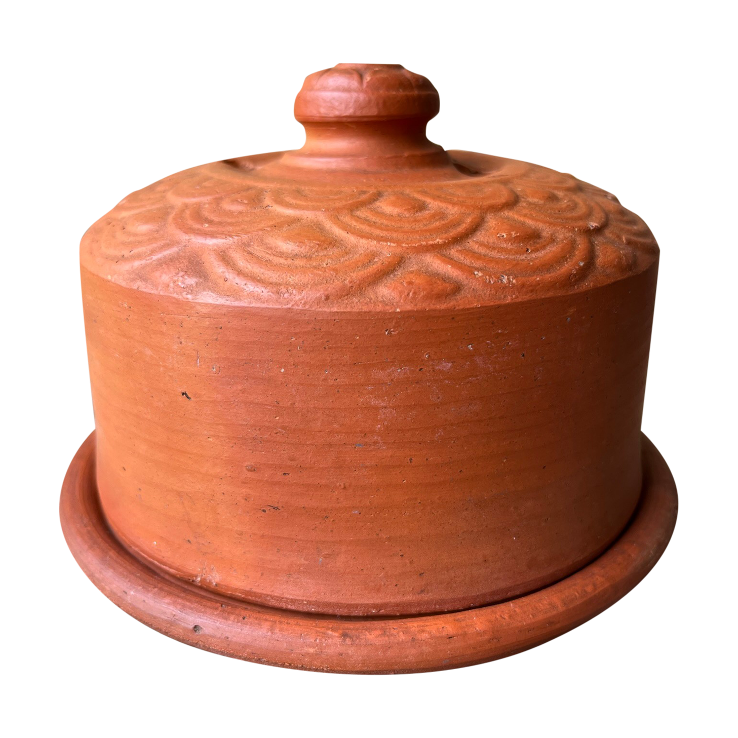 Cheese or butter bell in terracotta and its dish