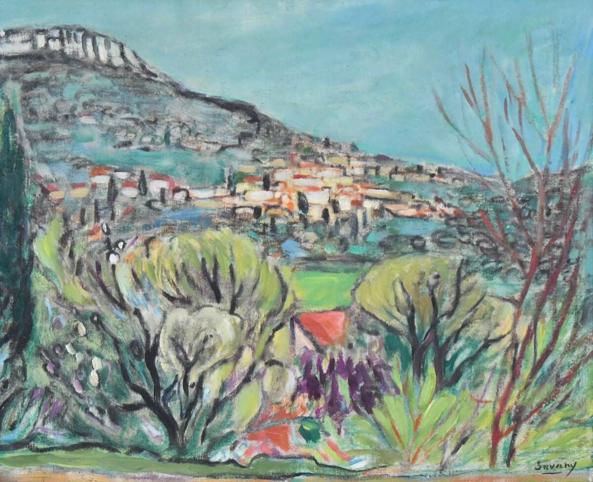 Robert savary (1920-2000) oil on canvas depicting a provençal landscape.
