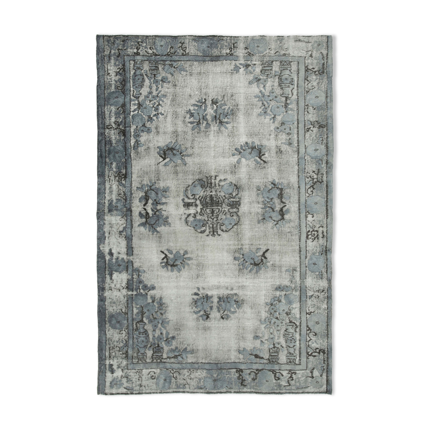 Hand-knotted antique turkish 1970s 172 cm x 264 cm grey carpet