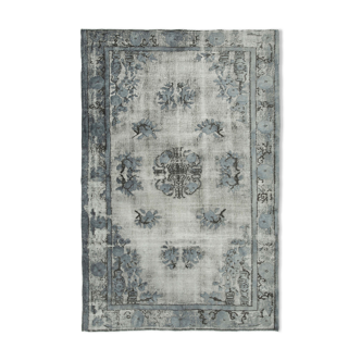 Hand-knotted antique turkish 1970s 172 cm x 264 cm grey carpet