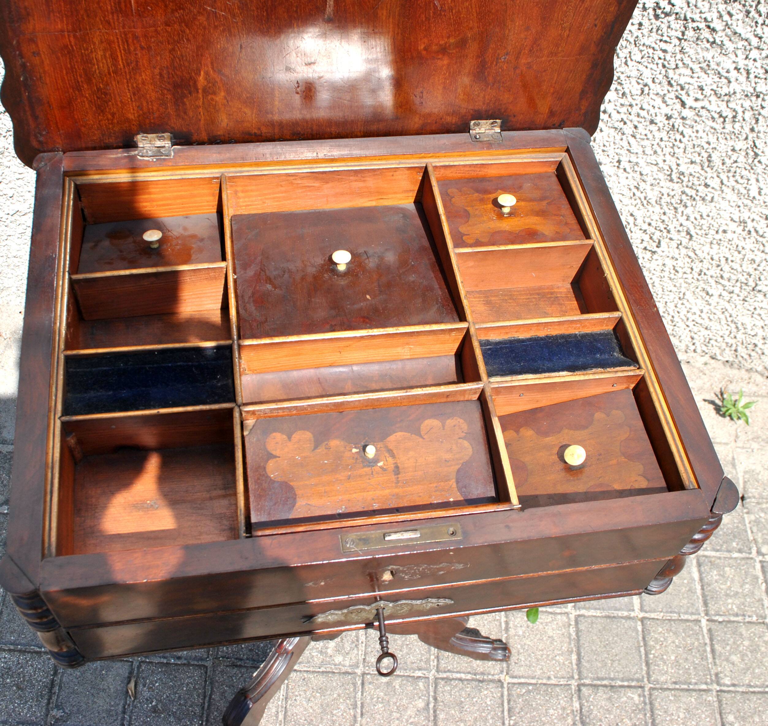 Napoleon III wooden compartment work cabinet Jewelry box